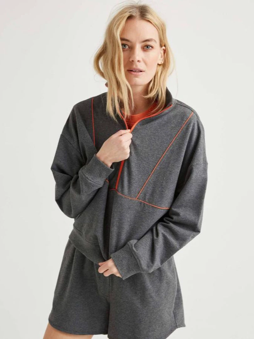 RicherPoorer Terry Mockneck Sweatshirt - Grey Clothing 4 RicherPoorer Terry Mockneck Sweatshirt - Grey Clothing