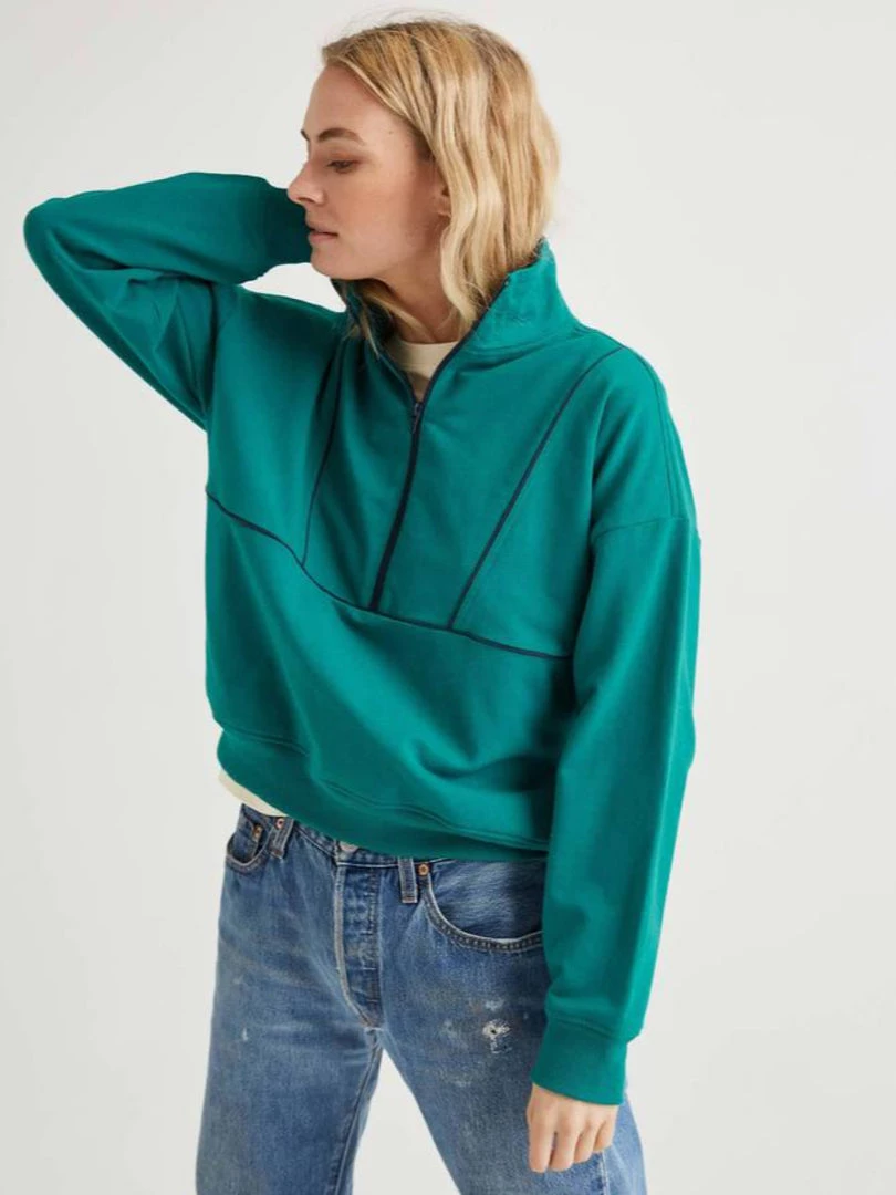 RicherPoorer Terry Mockneck Sweatshirt - Everglade 4 RicherPoorer Terry Mockneck Sweatshirt - Everglade