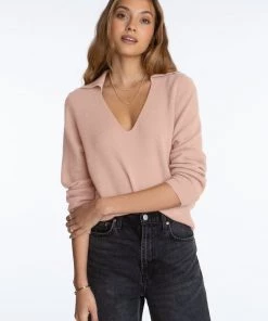 525 America Clothing Cashmere Polo Pullover - Cameo