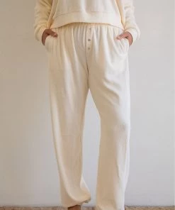 Donni Clothing Terry Henley Sweatpant- Creme