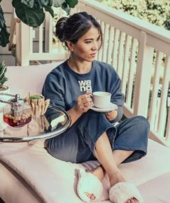 Driftwoo Cross Band Fluffy Slippers - Ivory