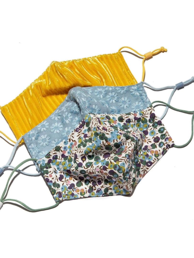 Lele Sadoughi Set Of 3 Face Masks - Golden Flower Accessories 3 Lele Sadoughi Set Of 3 Face Masks - Golden Flower Accessories