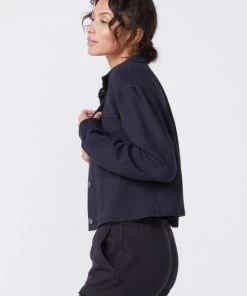 Monrow Cropped Trucker Jacket - Faded Black