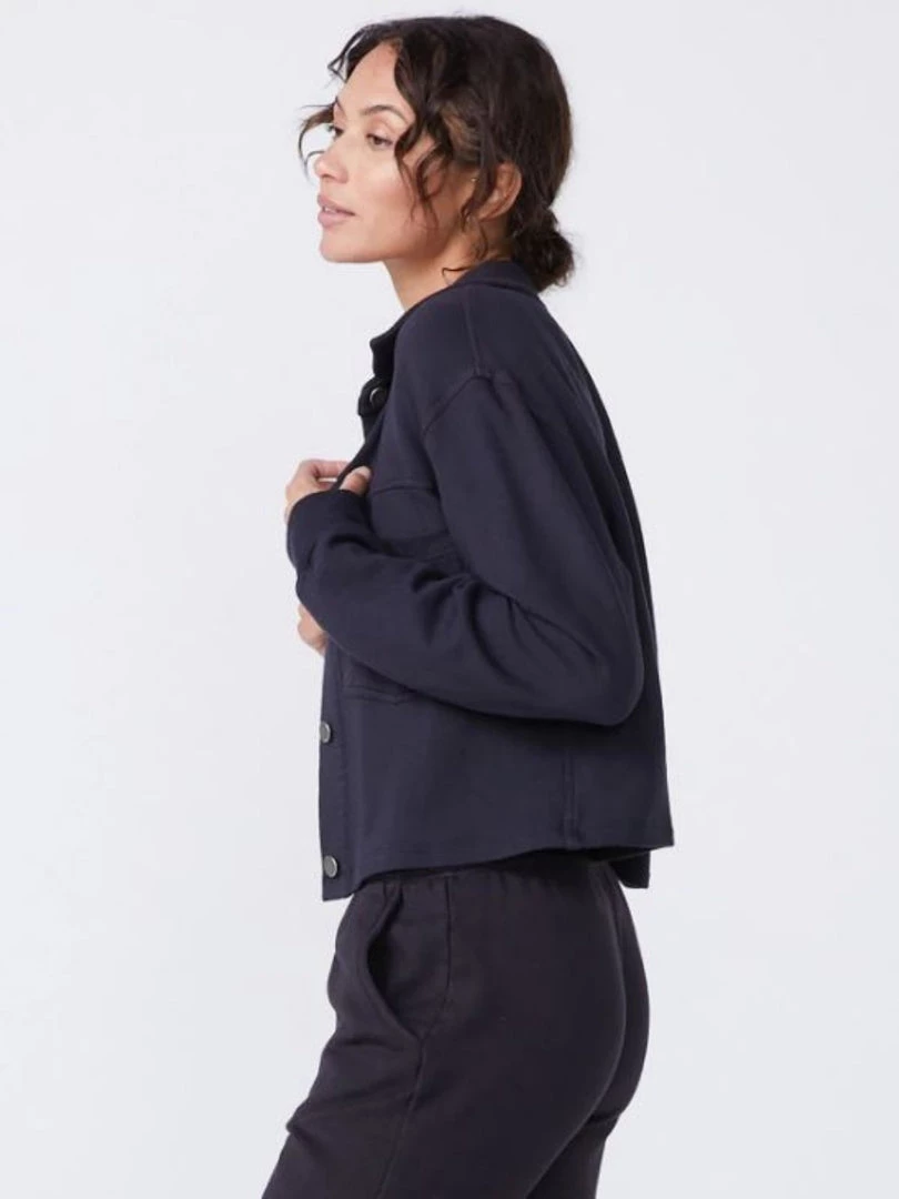 Monrow Cropped Trucker Jacket - Faded Black 4 Monrow Cropped Trucker Jacket - Faded Black