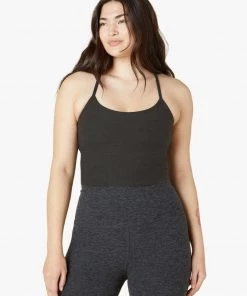 Beyond Yoga Spacedye Slim Racerback Cropped Tank - Black Clothing