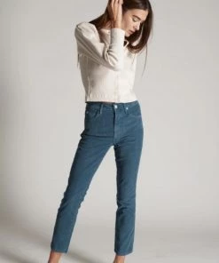 AMO Chloe Crop Cord - Dark Teal Clothing