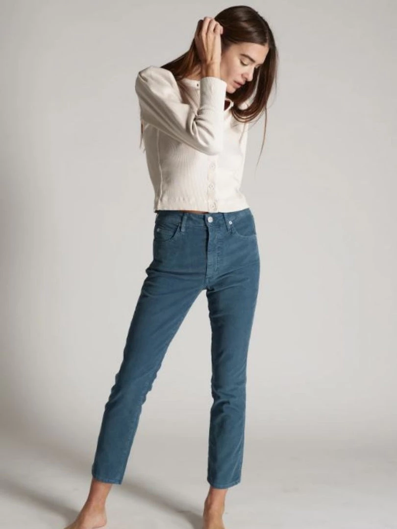 AMO Chloe Crop Cord - Dark Teal Clothing 4 AMO Chloe Crop Cord - Dark Teal Clothing