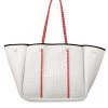 Annabel Ingall Accessories Neoprene Tote - White W/ Coral Strap 1 Annabel Ingall Accessories Neoprene Tote - White W/ Coral Strap