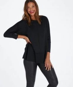 Spanx Perfect Length Top Dolman 3/4 Sleeve - Very Black Clothing