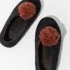 Mulxiply Collaborative Pom Pom Felt Slippers - Dark Grey + Rust Home & Gift