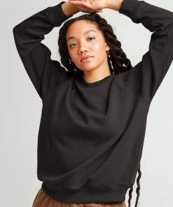 RicherPoorer Recycled Crew Sweatshirt - Black Clothing