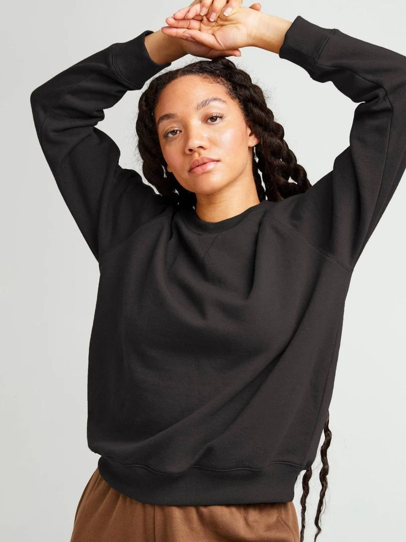 RicherPoorer Recycled Crew Sweatshirt - Black Clothing 3 RicherPoorer Recycled Crew Sweatshirt - Black Clothing