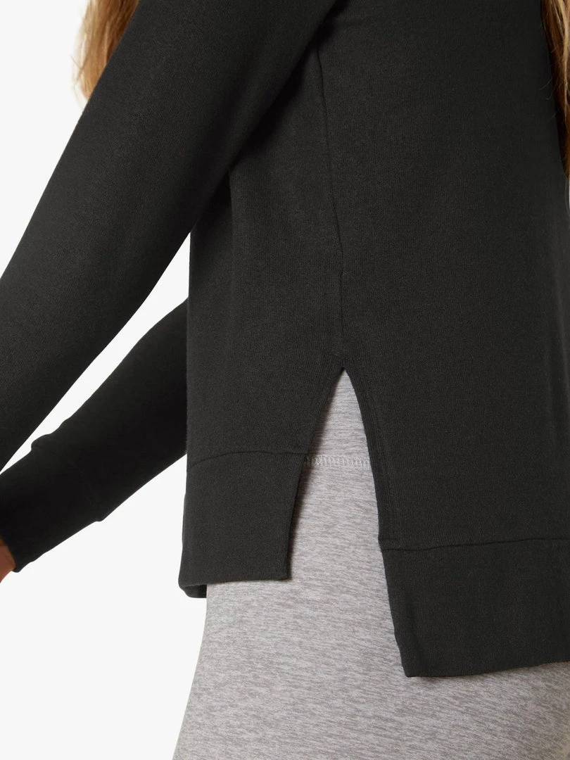 Beyond Yoga Side Slit LS Pullover - Black Clothing 5 Beyond Yoga Side Slit LS Pullover - Black Clothing
