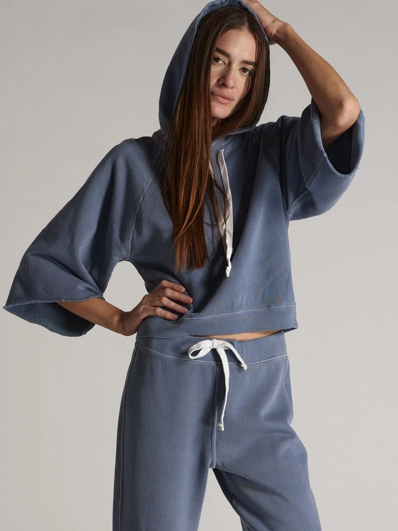 AMO Raglan Crop Hoodie - Faded Teal Clothing 3 AMO Raglan Crop Hoodie - Faded Teal Clothing