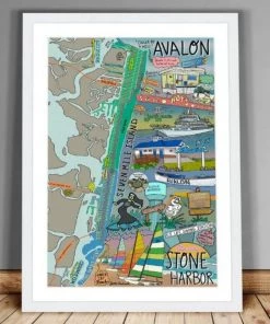 Jesse Husband Designs Avalon & Stone Harbor Map Home & Gift