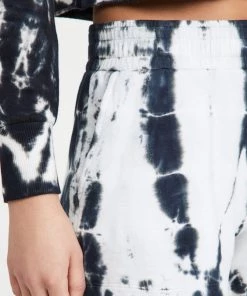 Monrow Painter Tie Dye Ex BF Shorts - Faded Black