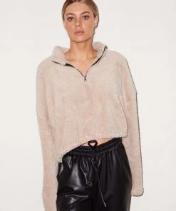 LNA Clothing Sherpa Half Zip - Oat