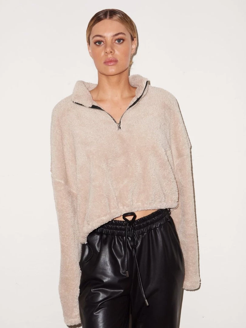 LNA Clothing Sherpa Half Zip - Oat 3 LNA Clothing Sherpa Half Zip - Oat