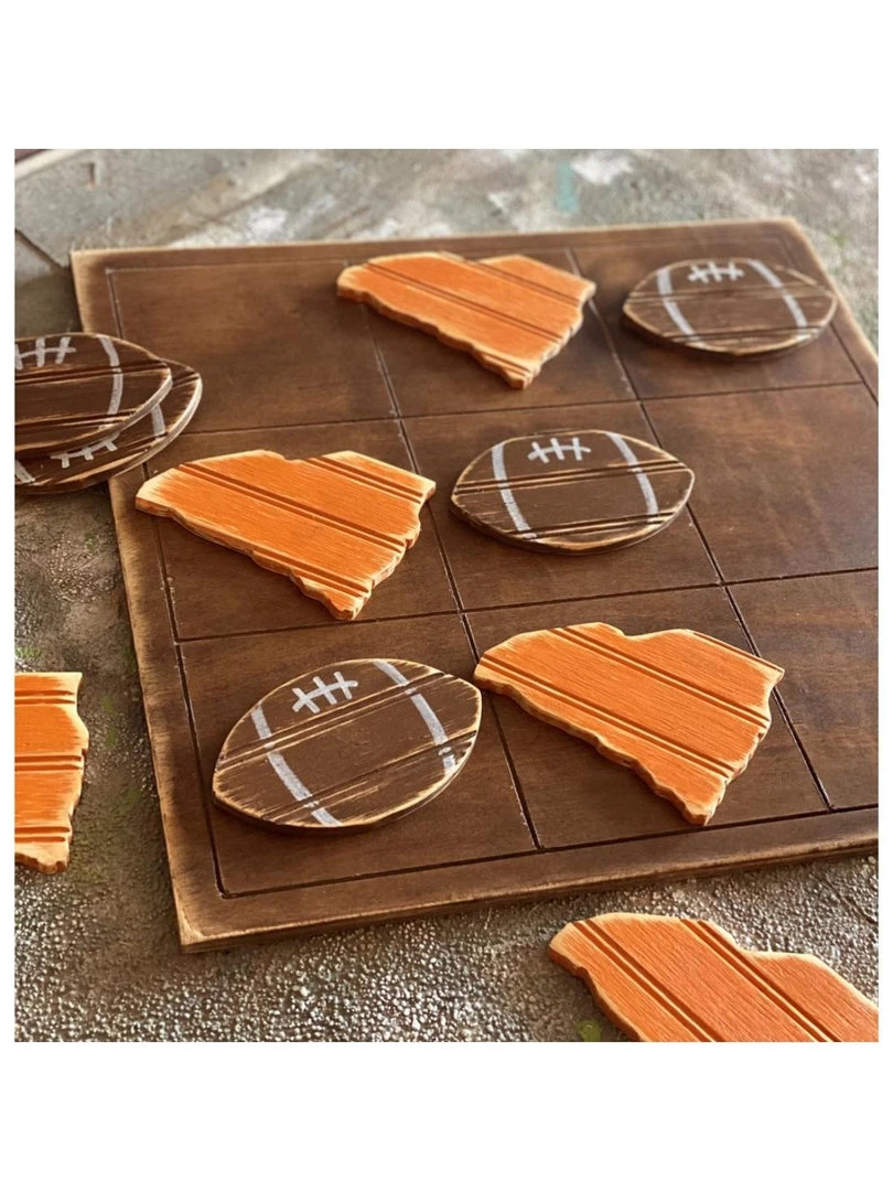 Grace Graffiti Home & Gift Tic-Tac-Toe Wooden Game, Footballs/States 2 Grace Graffiti Home & Gift Tic-Tac-Toe Wooden Game, Footballs/States