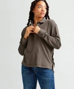 RicherPoorer Relaxed Long Sleeve Polo - Bitter Brown
