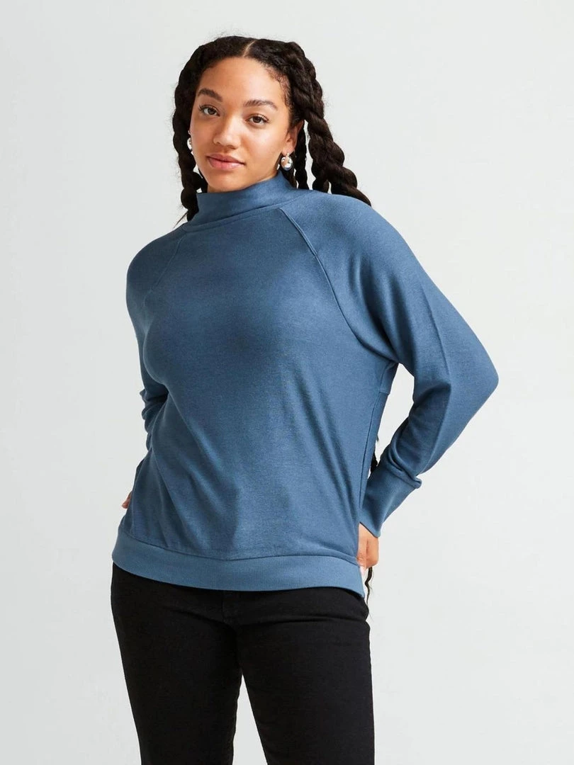 RicherPoorer Clothing Cozy Knit Long Sleeve Sweater - Blue Mirage 3 RicherPoorer Clothing Cozy Knit Long Sleeve Sweater - Blue Mirage