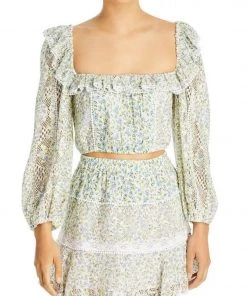 LoveShackFancy Diamond Skirt-White Garden Stream Clothing