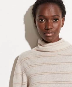 Vince Cashmere Striped Fitted Turtlenecck