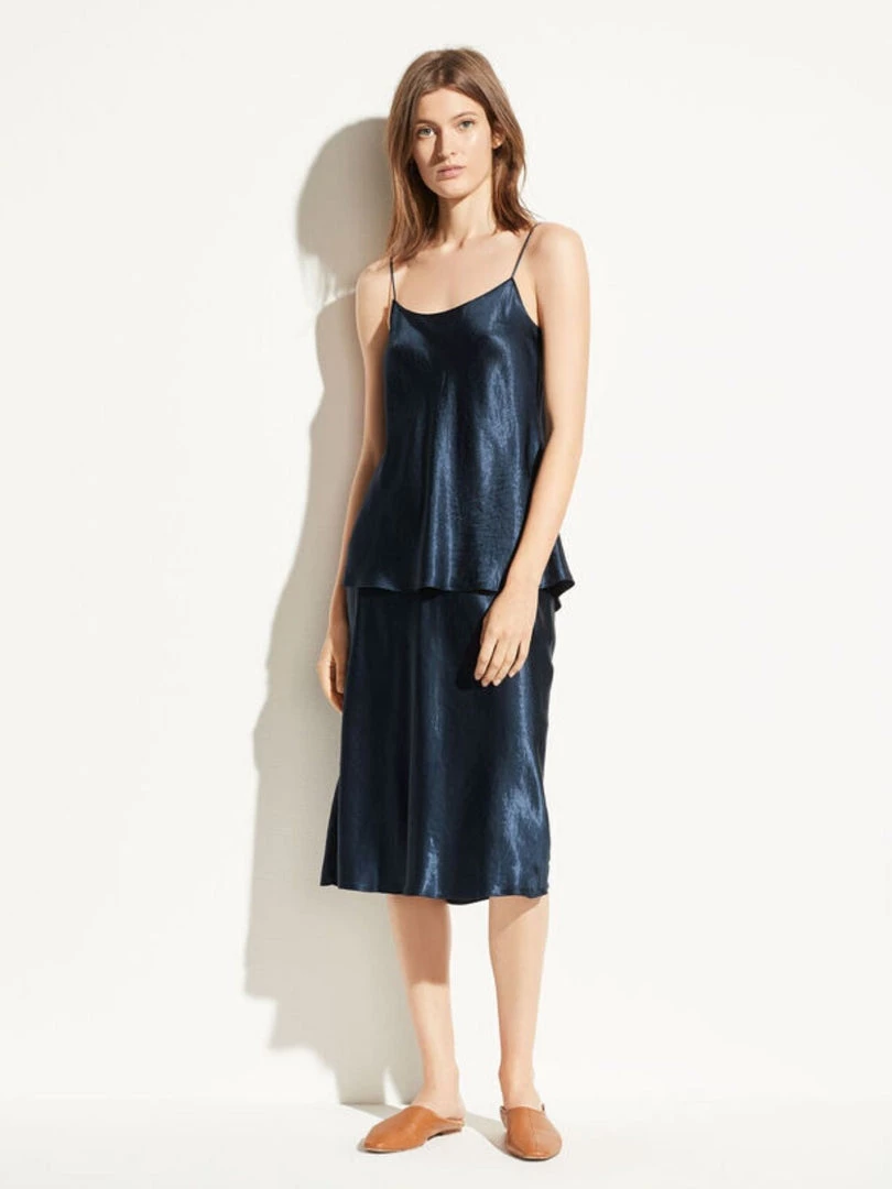 Vince Clothing Satin Slip Skirt - Navy 3 Vince Clothing Satin Slip Skirt - Navy