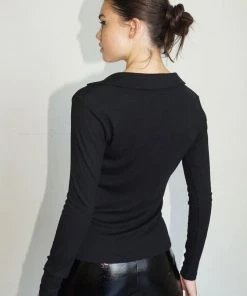 LNA Niamh Collared Long Sleeve - Black