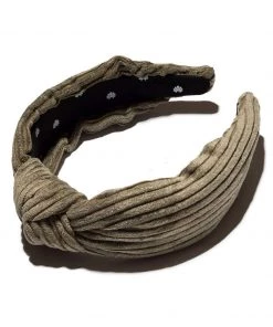 Lele Sadoughi Knotted Headband - Corduroy Olive