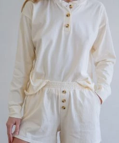 Donni Henley Long Sleeve - Creme