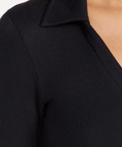 Stateside Clothing Deep Johnny Collar Bodysuit - Black