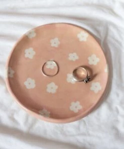 Erika Christine Ceramics Home & Gift Peach Petunia Catchall Plate