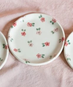 Erika Christine Ceramics Home & Gift Red And Pink Forget-Me-Not Catchall Plate