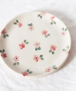 Erika Christine Ceramics Home & Gift Red And Pink Forget-Me-Not Catchall Plate