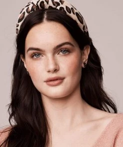 Lele Sadoughi Knotted Headband - Latte Leopard Corduroy