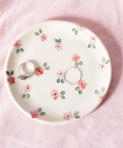 Erika Christine Ceramics Home & Gift Red And Pink Forget-Me-Not Catchall Plate