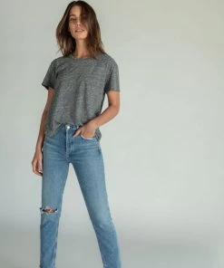 The Perfect White Tee Harley Boxy Crew - Heather Grey