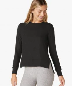 Beyond Yoga Side Slit LS Pullover - Black Clothing
