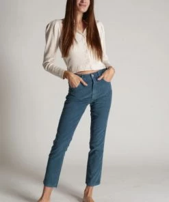 AMO Chloe Crop Cord - Dark Teal Clothing 7 AMO Chloe Crop Cord - Dark Teal Clothing