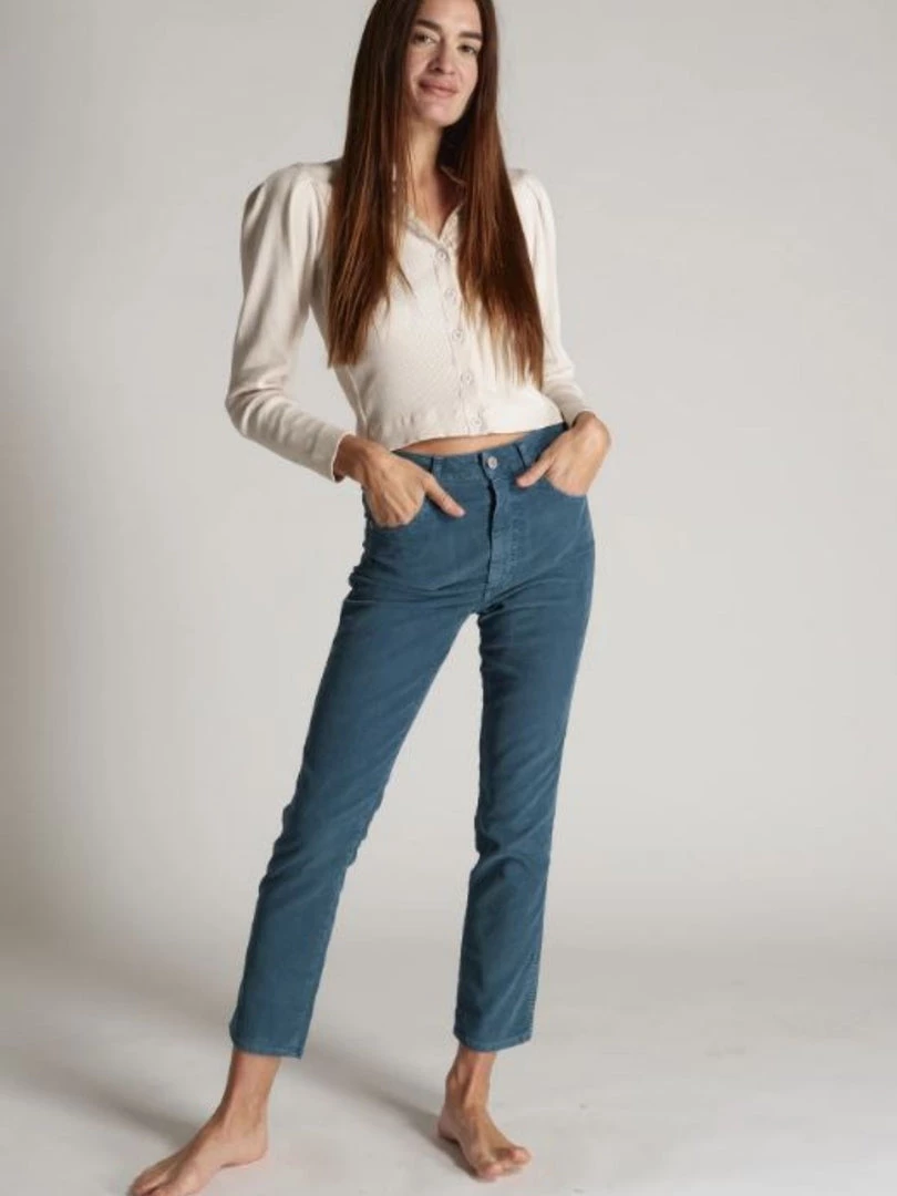 AMO Chloe Crop Cord - Dark Teal Clothing 5 AMO Chloe Crop Cord - Dark Teal Clothing