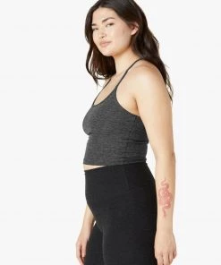 Beyond Yoga Spacedye Slim Racerback Cropped Tank - Black/Charcoal