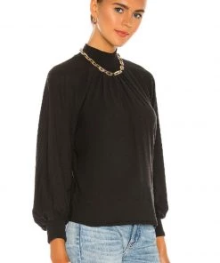 Nation LTD Clothing Melanie Smocked Peasant Tee - Jet Black