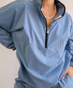 Donni Nylon 1/2 Zip - Denim