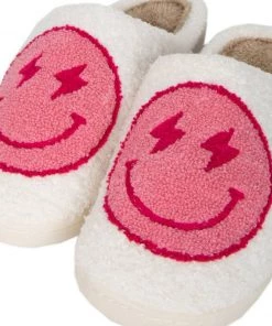 Katydid Lightening Smiley Face Slippers - Hot Pink Accessories