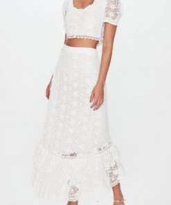 LoveShackFancy Jana Midi Skirt - White Clothing