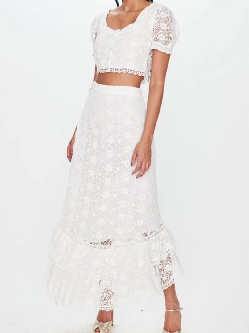 LoveShackFancy Jana Midi Skirt - White Clothing 3 LoveShackFancy Jana Midi Skirt - White Clothing