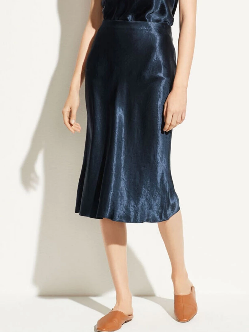 Vince Clothing Satin Slip Skirt - Navy 6 Vince Clothing Satin Slip Skirt - Navy