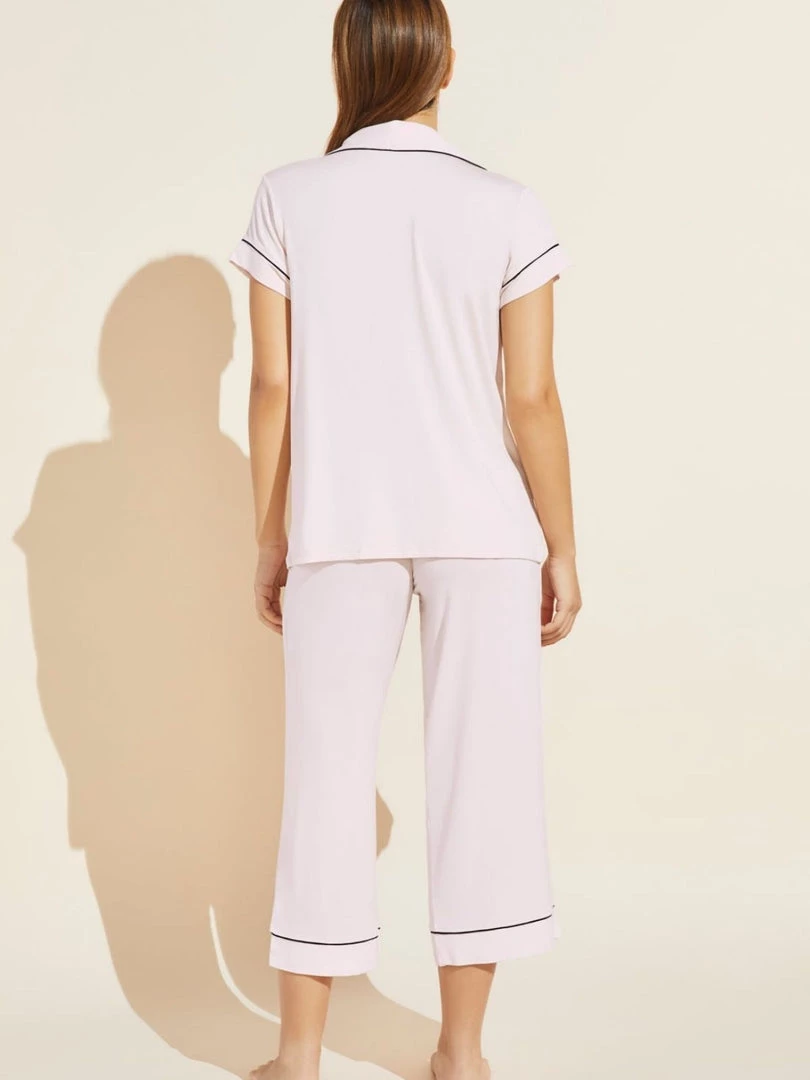 Eberjey Clothing Gisele Short Sleeve Cropped PJ Set - Sorbet/Black 4 Eberjey Clothing Gisele Short Sleeve Cropped PJ Set - Sorbet/Black