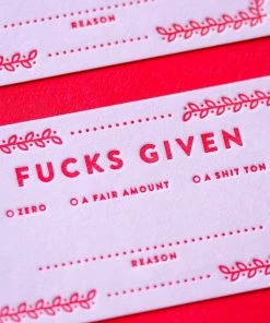 M.C. Pressure Home & Gift Fucks Given - Letterpress Card Pack 7 M.C. Pressure Home & Gift Fucks Given - Letterpress Card Pack